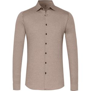 Desoto Slim Fit Jersey shirt lichtbruin, Effen