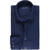 Stenströms - Casual Linnen Overhemd - Marine - Lange Mouw - 100% Linnen