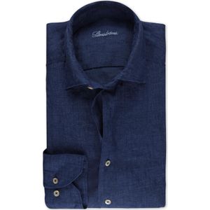 Stenströms - Casual Linnen Overhemd - Marine - Lange Mouw - 100% Linnen