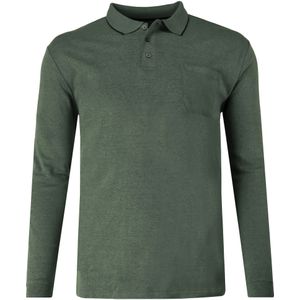 Redmond Poloshirt lange mouw groen, Effen