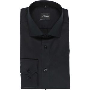 Venti Modern Fit Overhemd zwart, Effen