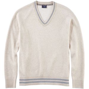 OLYMP Casual Trui V-hals lichtbeige, Gestructureerd