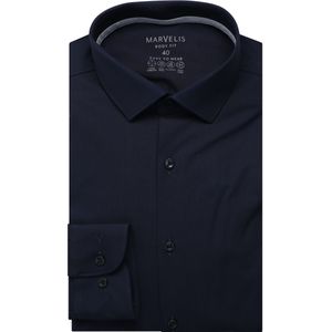 Marvelis Performance Overhemd marine, Effen