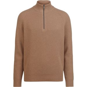 OLYMP SIGNATURE Soft Business Half-Zip Sweater caramel, Melange