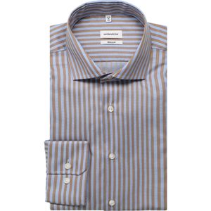 Seidensticker Overhemd beige/blauw, Gestructureerd