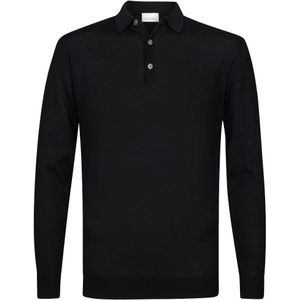 Profuomo Normal Fit Poloshirt lange mouw zwart, Effen