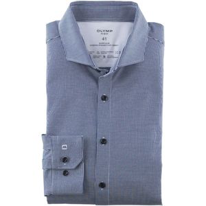 OLYMP No. Six 24/Seven Super Slim Jersey shirt donkerblauw/wit, Gestreept