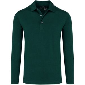 Marvelis Casual Modern Fit Poloshirt lange mouw donkergroen, Effen