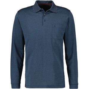 RAGMAN Softknit Poloshirt lange mouw marine, Motief