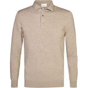 Profuomo Luxury Poloshirt lange mouw beige, Effen