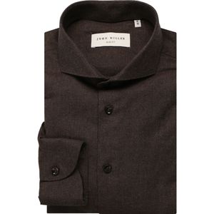 John Miller Overhemd donkerbruin, Effen