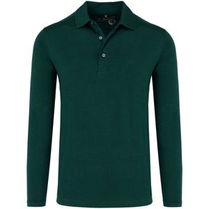 Marvelis Casual Poloshirt lange mouw donkergroen, Effen
