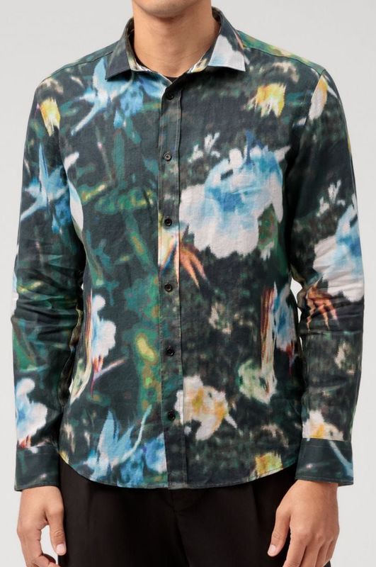 OLYMP - Casual Linnen Overhemd - Grijs-Groen - Lange Mouw - 100% Linnen