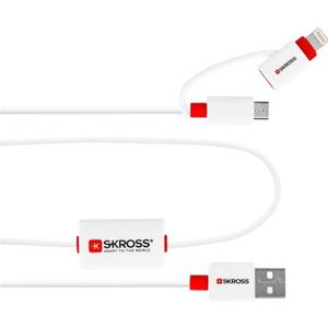 Skross Buzz 2in1 Chargeân Sync Alarm USB-A 2.0 naar Lightning & USB Micro - 1 m