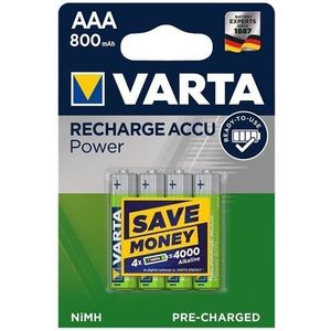 Varta Recharge Power AAA 800 MAh Batterijen - 4 STUKS