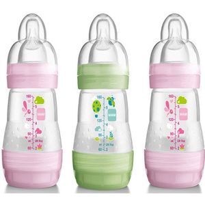 MAM 160ml 0 + Maanden Anti-kolik Baby Flesje - 3 Pak Pink