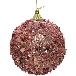 Decoris Roze Kerstbal met Folie Schlitteren