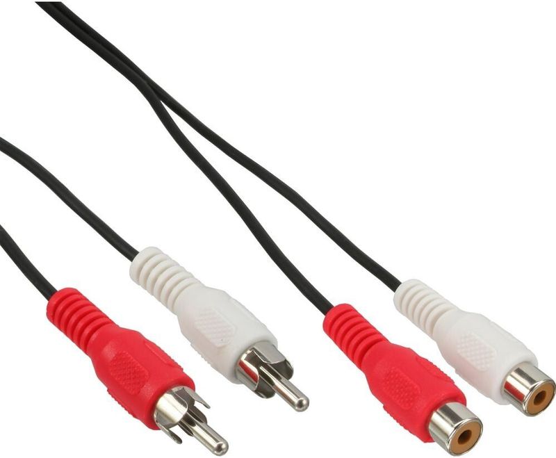 InLine Cinch Verlängerung 2x Cinch Stecker / Buchse 5m
