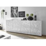 Dressoir Kristal met 4 deuren 241 cm breed in hoogglans wit