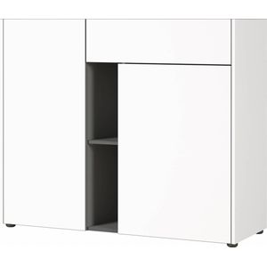 Dressoir Veluva 112 cm breed in wit met grafiet