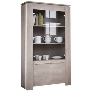 Vitrinekast Clio 175 cm hoog in Champagne Eiken