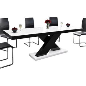 Uitschuifbare Eettafel Xenon 160 cm tot 210 cm - Hoogglans Wit met Zwart