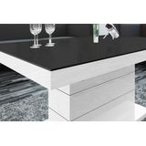 Uitschuifbare salontafel Matera Lux 120 tot 170 cm breed in mat zwart met wit