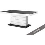 Uitschuifbare salontafel Matera Lux 120 tot 170 cm breed in mat zwart met wit