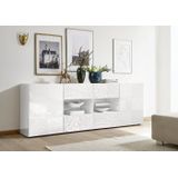 Dressoir Miro 241 cm breed in hoogglans wit