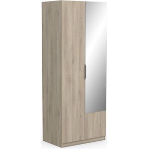Kledingkast Ghost 2 deuren met spiegel 80x203 cm eiken