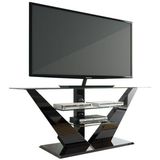 Tv-meubel Luna 140 cm breed met led - Hoogglans Zwart