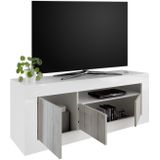 Tv-meubel Urbino 138 cm breed in hoogglans wit met grenen wit