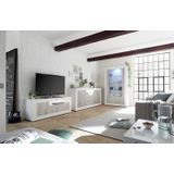 Tv-meubel Urbino 138 cm breed in hoogglans wit met grenen wit