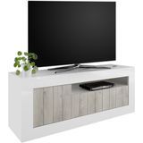 Tv-meubel Urbino 138 cm breed in hoogglans wit met grenen wit