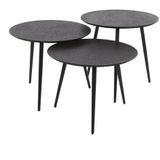 Salontafel set 3 rond metallic zwart