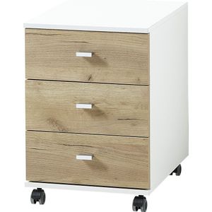 Ladeblok Lioni 58 cm hoog - Wit met Navarra eiken