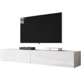 Zwevend Tv-meubel Slide 2D 200 cm breed hoogglans wit