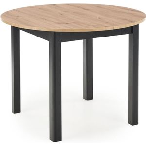 Uitschuifbare ronde eettafel Ringo 102 tot 142 cm breed eiken met zwart