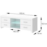 Tv-meubel Andora Lux 150 cm breed - Hoogglans bruin