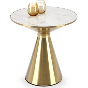 Ronde salontafel Tribeca 50 cm marmer wit met goud