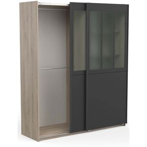 Kledingkast Perry met glazen schuifdeuren 170x203 cm