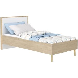 Eenpersoonsbed Larvik 90x190cm in eiken met wit