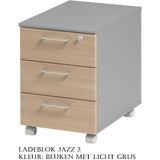 Bureau Jazz rechts 180 cm breed in beuken met licht grijs
