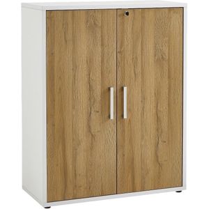 Archiefkast Calvia van 111 cm hoog wit met oud eiken