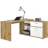 Hoekbureau Gody in Artisan eiken met wit