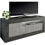 Tv-meubel Urbino 138 cm breed in Oxid met grijs beton