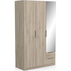 Kledingkast Ghost 3 deuren/2 laden en spiegel 120x203 cm eiken