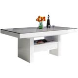 Salontafel / Eettafel Aversa Lux 120 tot 170 cm breed in hoogglans wit met grijs