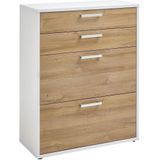 Ladekast Calvia 111 cm hoog - wit met oud eiken