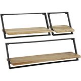 Wandrek / Wandschap set van 3 Lean massief hout